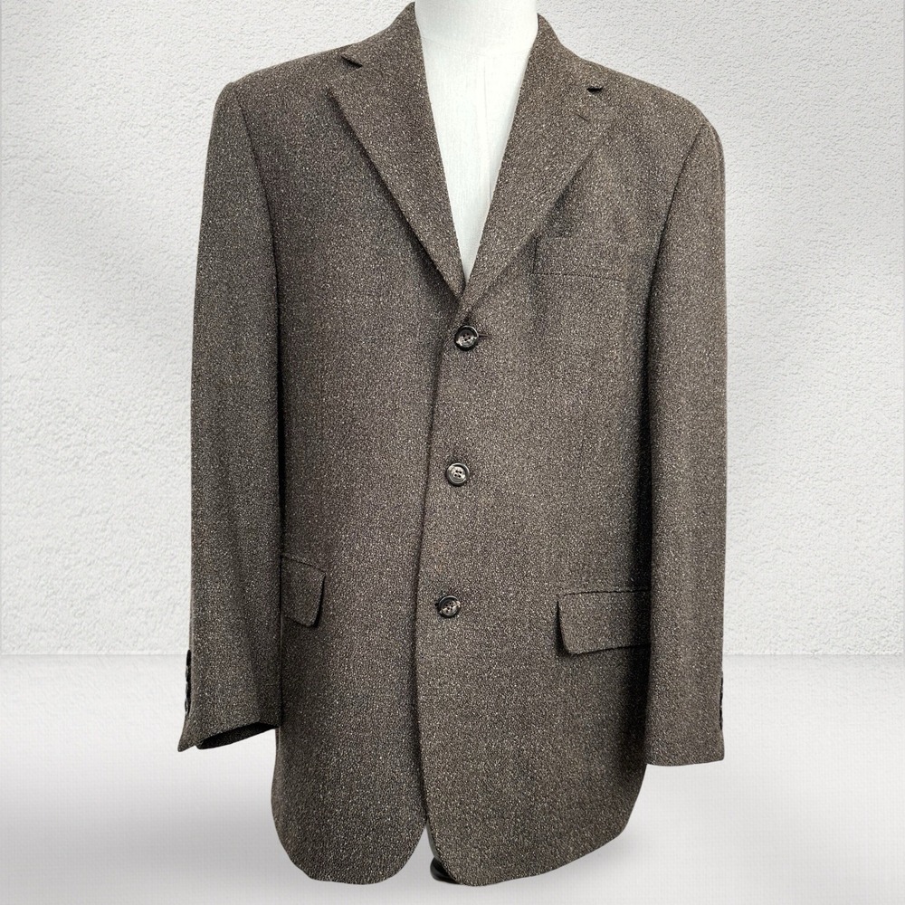 Pronto Uomo Wool Blazer Men 42R Brown Lanificio Di Pray Made In Italy 3‎ Button